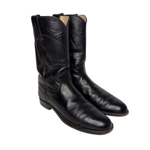 Justin Black Leather Western Boots Size 5.5